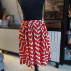Red and White Chevron Skirt